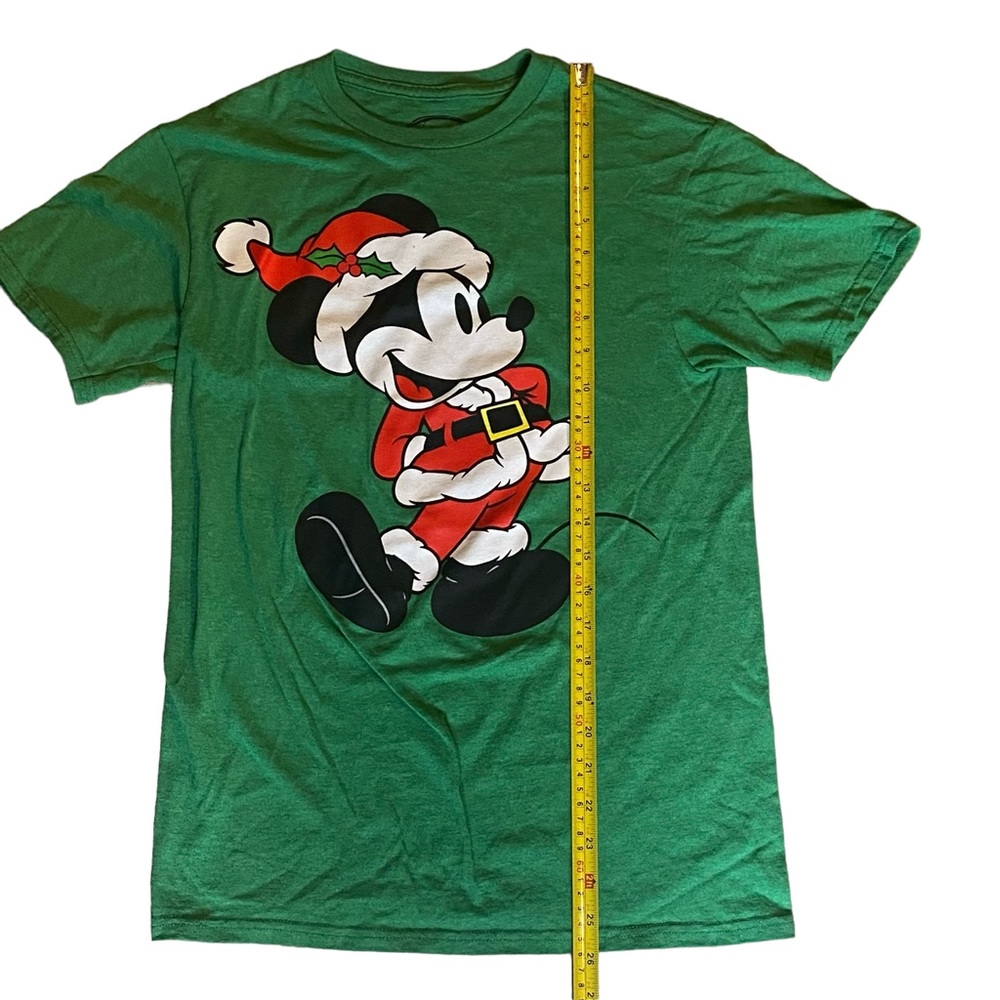 Mickey Mouse Christmas Santa Green Graphic Tee Shirt Size Small 34-36 - Picture 2 of 6
